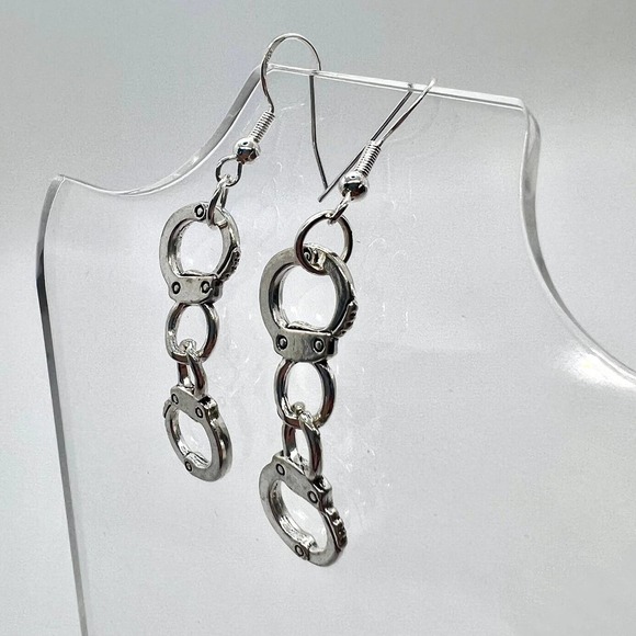 Handcuff Earrings - Police Earrings - Cop Costume Earrings - Picture 6 of 9